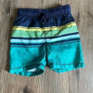 Old Navy Striped Toddler Swim Trunks - Navy, Yellow, Teal